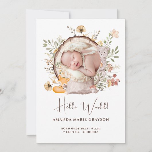 Faire-part de naissance photo de la forêt de Woodl (Devant)