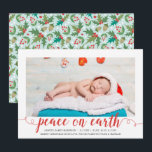 Faire-part de naissance photo de la Paix sur Terre<br><div class="desc">Un faire-part de naissance de Noël simple et élégant,  en rouge et blanc muet. Facile à customiser avec votre propre photo et texte!</div>