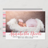 Faire-part de naissance photo de la petite fille r (Devant / Derrière)