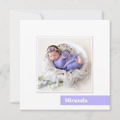 Faire-part de naissance photo de lavande minimale (Devant)