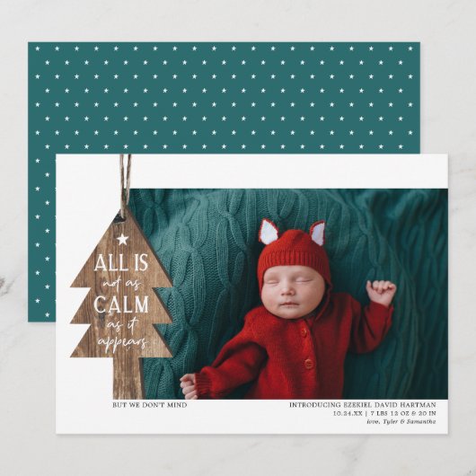 Faire-part de naissance photo de l'ornement de Noë (Devant / Derrière)