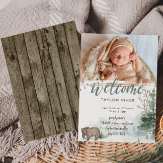 Faire-part de naissance photo de l'ours forestier
