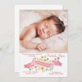 Faire-part de naissance photo de minuscules fleurs (Devant / Derrière)