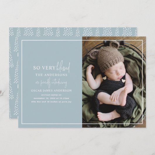 Faire-part de naissance photo de Noël minime (Devant / Derrière)