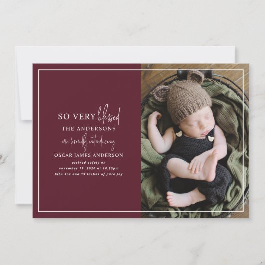 Faire-part de naissance photo de Noël minime (Devant)