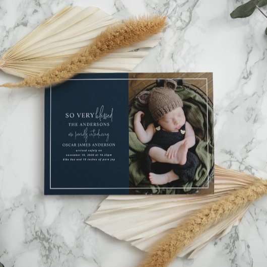 Faire-part de naissance photo de Noël minime