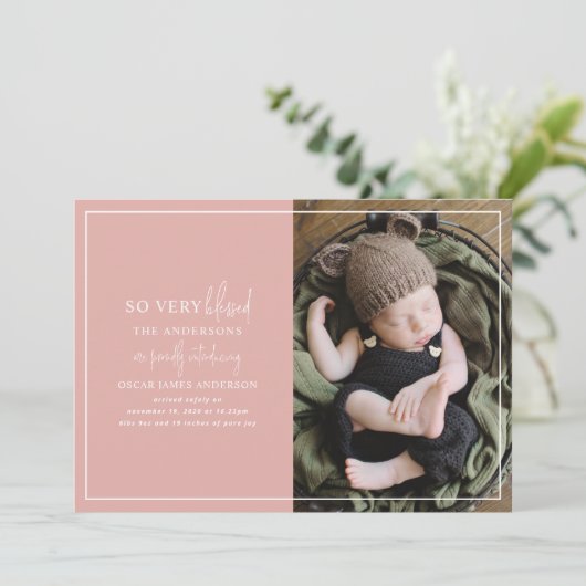 Faire-part de naissance photo de Noël minime (Debout devant)