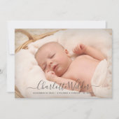 Faire-part de naissance photo de nom de script (Devant)