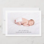 Faire-part de naissance photo de nom de script (Dos)