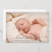 Faire-part de naissance photo de nom de script (Devant / Derrière)