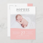 Faire-part de naissance photo de perfection rose v (Devant / Derrière)