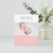 Faire-part de naissance photo de perfection rose v (Debout devant)