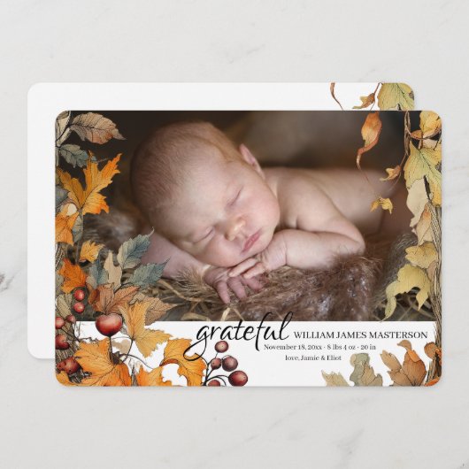 Faire-part de naissance photo de reconnaissance (Devant / Derrière)