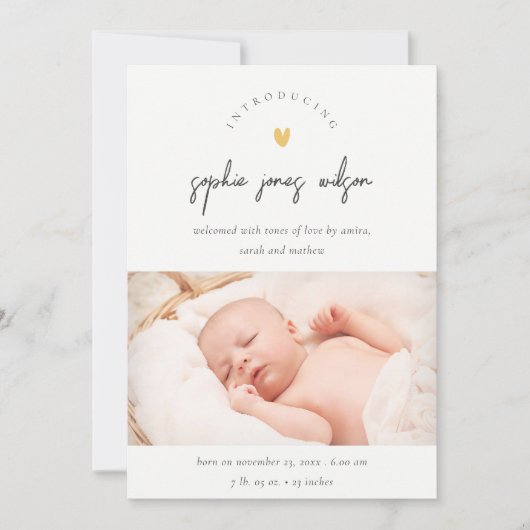 Faire-part de naissance photo de script cardiaque  (Devant)