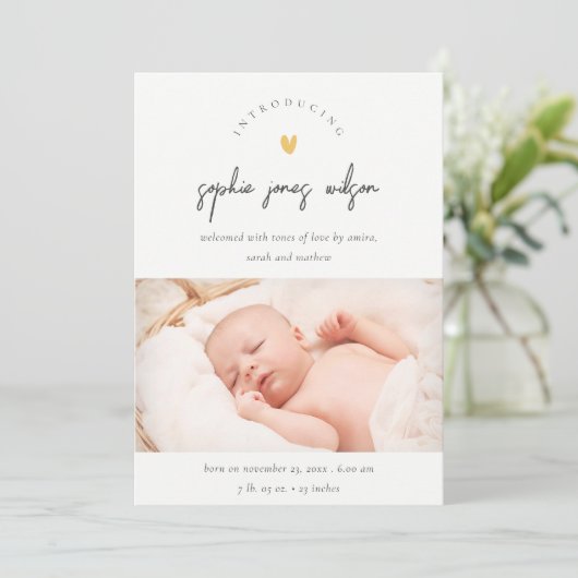 Faire-part de naissance photo de script cardiaque  (Debout devant)