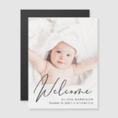 Faire-part de naissance photo de script de bienven (Devant / Derrière)