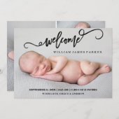 Faire-part de naissance photo de script de bienven (Devant / Derrière)