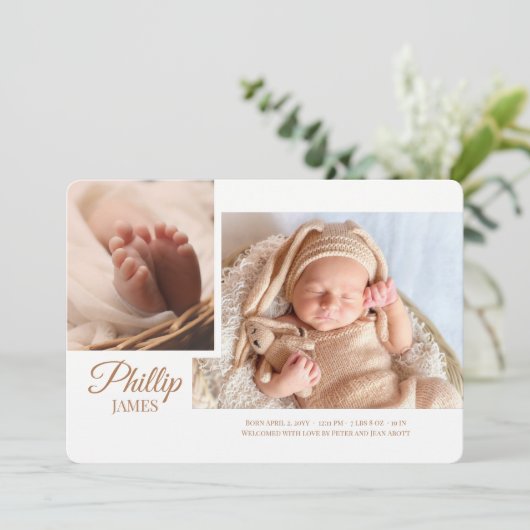 Faire-part de naissance photo de script de démonst (Debout devant)