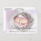 Faire-part de naissance photo de script simple et  (Devant / Derrière)