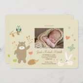 Faire-part de naissance photo des amis de la forêt (Devant / Derrière)