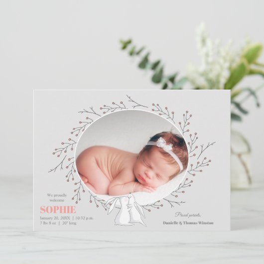 Faire-part de naissance photo des animaux des bois (Debout devant)