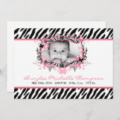 faire-part de naissance photo d'impression Zèbre P (Devant / Derrière)