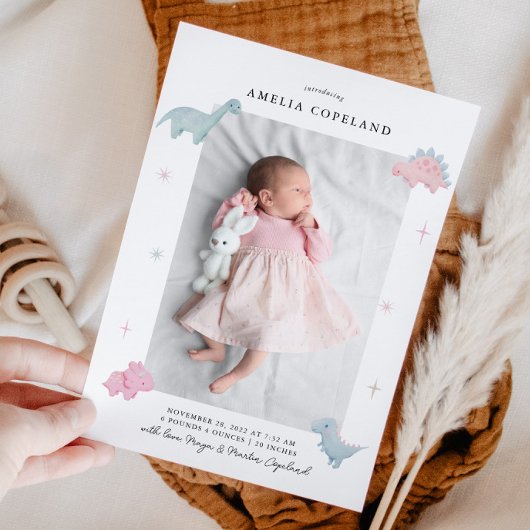 Faire-part de naissance photo Dinosaur Girl Baby