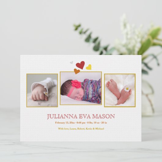 Faire-part de naissance photo d'introduction (Debout devant)