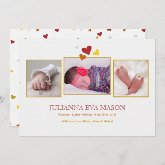Faire-part de naissance photo d'introduction (Devant / Derrière)