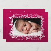 Faire-part de naissance photo du cadre de flocon d (Devant / Derrière)