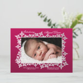 Faire-part de naissance photo du cadre de flocon d (Debout devant)