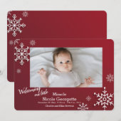 Faire-part de naissance photo du cadre des flocons (Devant / Derrière)