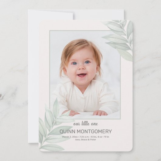 Faire-part de naissance photo du cadre naturel (Devant)