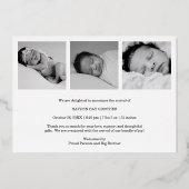 Faire-part de naissance photo du Merci du coeur mi (Verso)