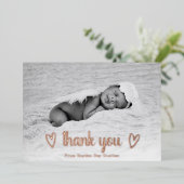 Faire-part de naissance photo du Merci du coeur mi (Debout devant)