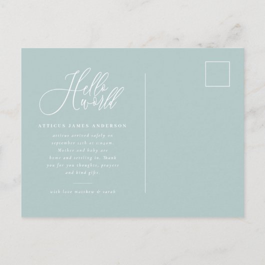 Faire-part de naissance photo du texte du script d (Dos)