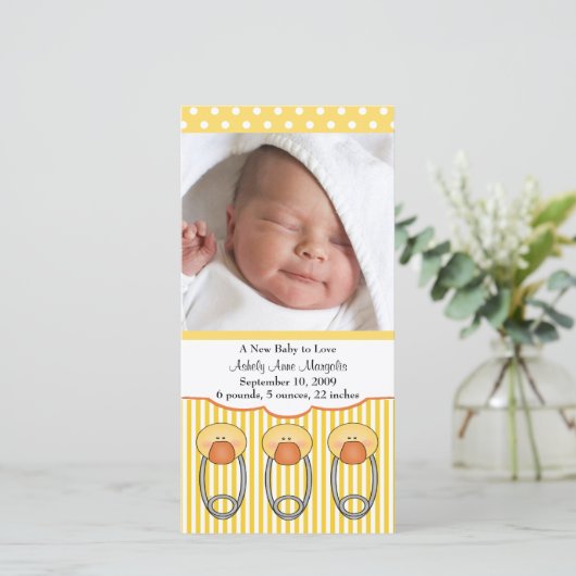 Faire-part de naissance PHOTO Duck Diaper Pins (Debout devant)