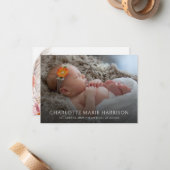 Faire-part de naissance photo élégant Boho Herbe d (Devant/Arrière en situation)