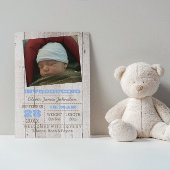 Faire-part de naissance photo en bleu blanc