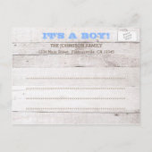 Faire-part de naissance photo en bleu blanc (Dos)