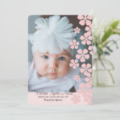 Faire-part de naissance photo en fleurs roses (Debout devant)