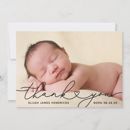 Faire-part de naissance photo en Merci doux (Devant)
