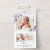 Faire-part de naissance photo et Carte de remercie (À l'intérieur)