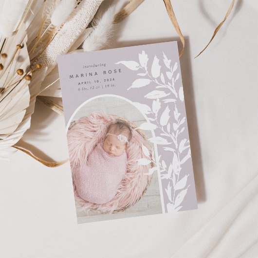 Faire-part de naissance photo | Feuilles délicates