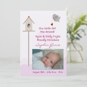 Faire-part de naissance Photo Fillette Nid d'oisea (Debout devant)