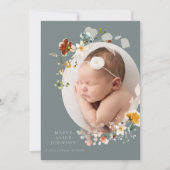 Faire-part de naissance photo Fleur sauvage bleu a (Devant)