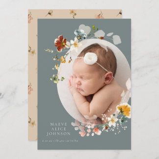 Faire-part de naissance photo Fleur sauvage bleu a