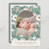 Faire-part de naissance photo fleur sauvage Green (Devant / Derrière)