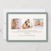 Faire-part de naissance photo fleur sauvage Green (Dos)