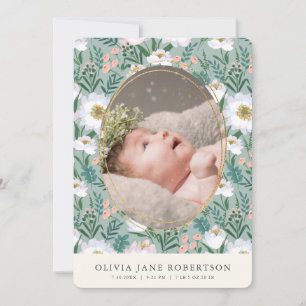 Faire-part de naissance photo fleur sauvage Green 